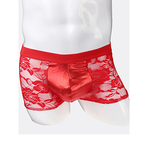 

Men's 1 Piece Basic Boxers Underwear - Normal Low Waist Black Red M L XL
