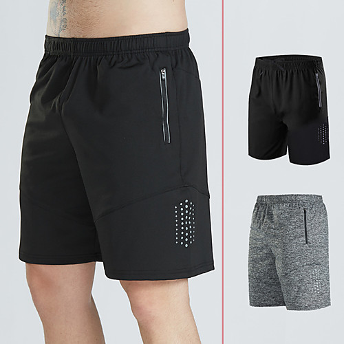 

Men's Running Shorts Athletic Shorts Bottoms Drawstring Zipper Pocket Fitness Gym Workout Running Training Exercise Breathable Quick Dry Moisture Wicking Sport Solid Colored Black Gray / Athleisure
