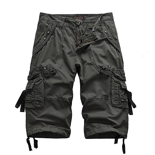 

Men's Hiking Shorts Hiking Cargo Shorts Solid Color Outdoor Breathable Multi-Pockets Wear Resistance Scratch Resistant Cotton Capri Pants Black Army Green Burgundy Grey Khaki Hunting Fishing Climbing