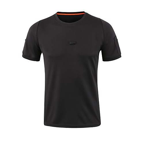 

Men's Camouflage Hunting T-shirt Military Tactical Shirt Outdoor Breathable Ventilation Fast Dry Outdoor Summer Solid Colored Cotton Black Grey Khaki
