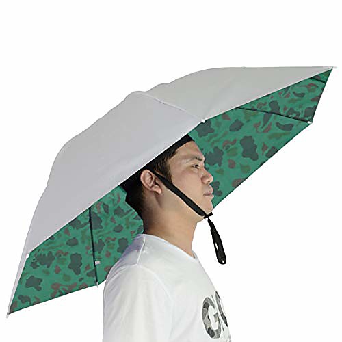 

Fishing Umbrella Hat Folding Sun Rain Cap Adjustable Multifunction Outdoor Headwear (Silver/Camouflage(Single Layer))