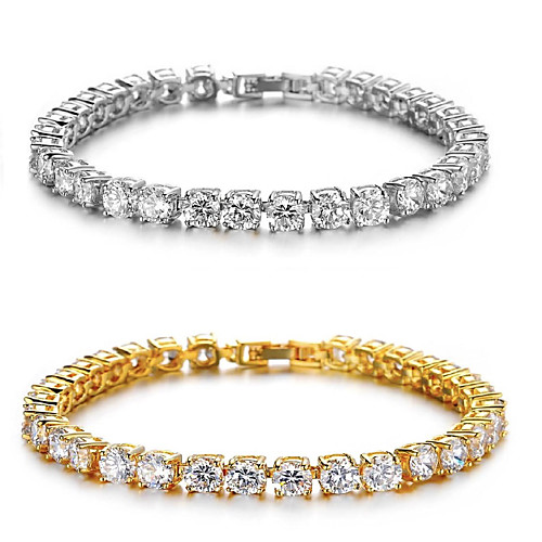 

Men's AAA Cubic Zirconia High End Crystal Tennis Bracelet Stylish Luxury Sparkle Hip-Hop Boho Cubic Zirconia Bracelet Jewelry Gold / Silver For Wedding Gift Masquerade Engagement Party Prom Street