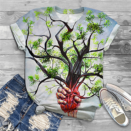 

Women's Plus Size Print Graphic Optical Illusion T shirt Large Size Round Neck Short Sleeve Tops Big Size