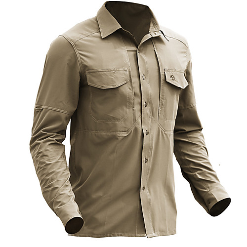 

Men's Camouflage Hunting T-shirt Military Tactical Shirt Outdoor Waterproof Breathable Wearproof Fall Spring Solid Colored Nylon Black Khaki Green