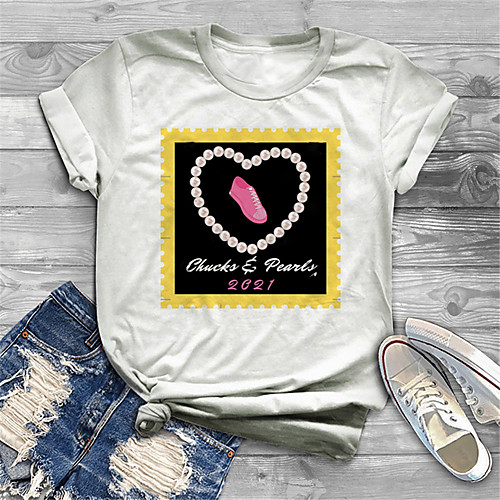 

Women's Plus Size Print Graphic Chains Print Letter T shirt Large Size Round Neck Short Sleeve Tops Big Size