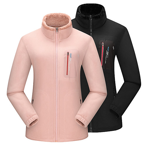 

Women's Hiking Fleece Jacket Winter Outdoor Solid Color Anti-Slip Lightweight Windproof Breathable Winter Fleece Jacket Top Fleece Single Slider Hunting Climbing Camping / Hiking / Caving Black Rose