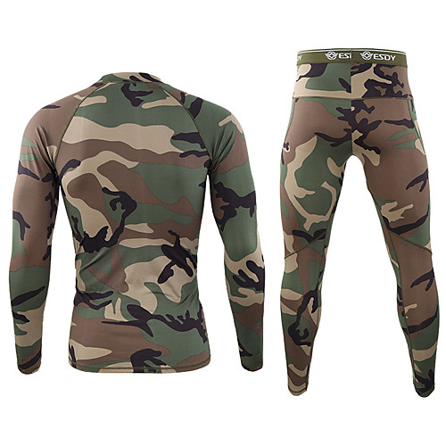 

Men's Hiking Shirt with Pants Military Tactical Shirt Long Sleeve Crew Neck Clothing Suit Outdoor Lightweight Breathable Quick Dry Soft Autumn / Fall Spring Cotton Camo Black Camouflage Hunting