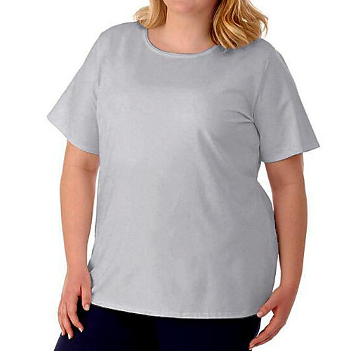 

Women's Plus Size Plain T shirt Large Size Crewneck Short Sleeve Tops XL XXL 3XL Gray Big Size / Cotton