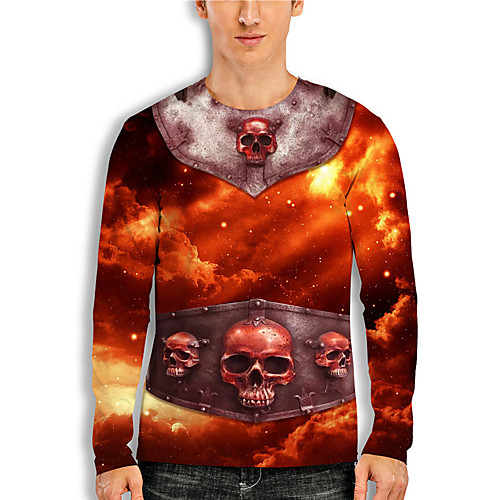 

Men's T shirt 3D Print Cartoon 3D 3D Print Long Sleeve Daily Tops Casual Fashion Red