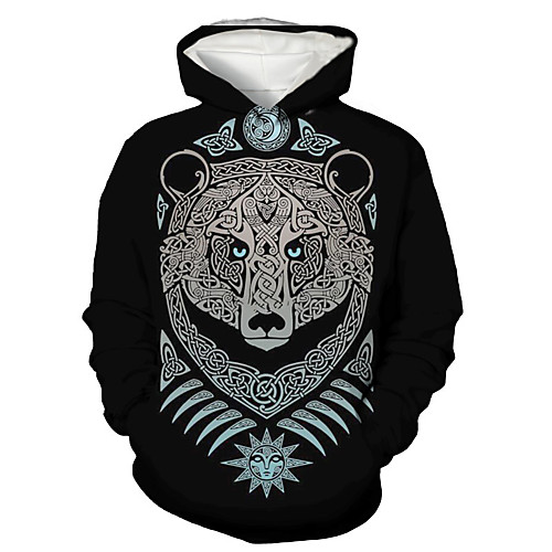 

Men's Pullover Hoodie Sweatshirt 3D Animal Print Daily Holiday 3D Print 3D Print Hoodies Sweatshirts Black