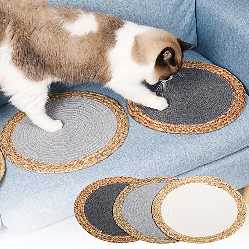 

Cat Scratcher Mat Cat Scratching Carpet Pad Color Block Donuts Relieves Stress Washable For Indoor Use Cotton for Large Medium Small Dogs and Cats