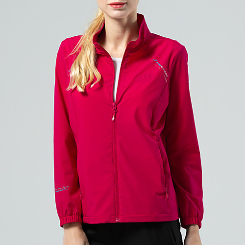 

Women's Hiking Jacket Hiking Windbreaker Outdoor Solid Color Waterproof Lightweight Windproof Breathable Jacket Top Elastane Full Length Visible Zipper Fishing Climbing Running Purple Red Light