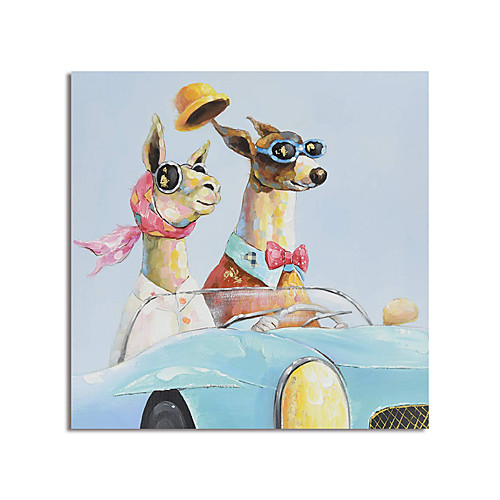

Oil Painting Hand Painted Square Abstract Animals Modern Stretched Canvas