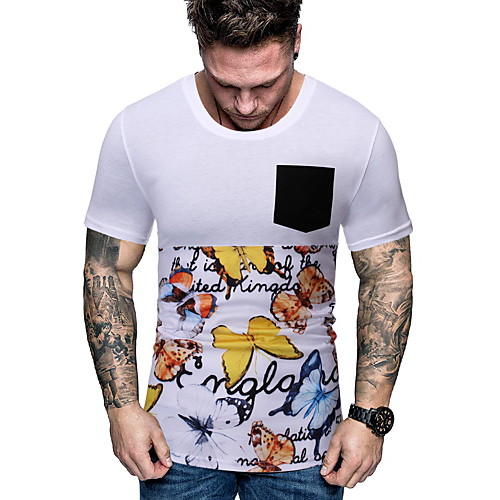 

Men's T shirt 3D Print 3D Short Sleeve Casual Tops White