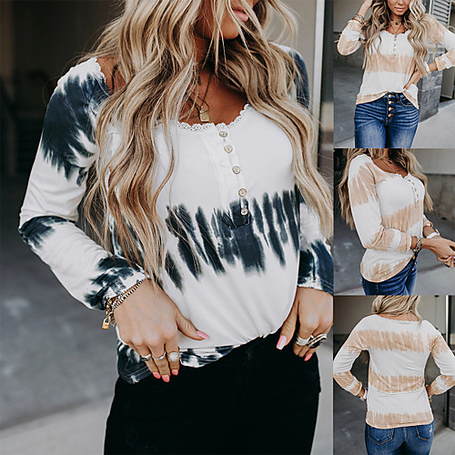 

Women's Tee / T-shirt Tie Dye Crew Neck Sport Athleisure T Shirt Top Long Sleeve Breathable Soft Comfortable Everyday Use Casual Daily Outdoor