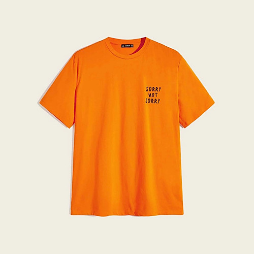 

Men's T shirt Hot Stamping Letter Print Short Sleeve Casual Tops 100% Cotton Casual Fashion Orange