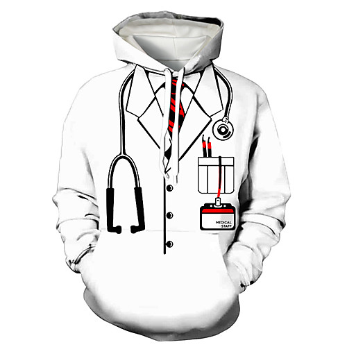 

Men's Pullover Hoodie Sweatshirt Cartoon Print Daily Holiday 3D Print 3D Print Hoodies Sweatshirts White