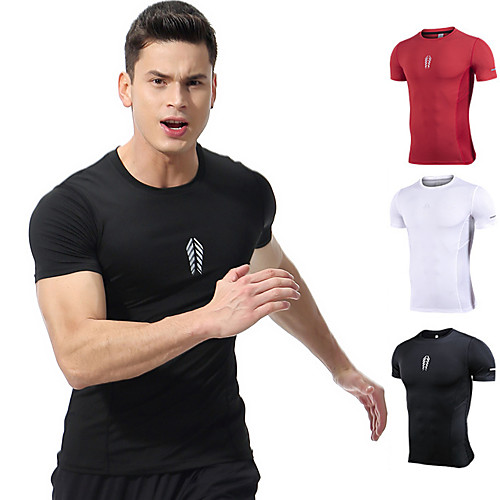 

Men's Short Sleeve Running Shirt Tee Tshirt Top Athletic Athleisure Summer Quick Dry Breathable Soft Fitness Gym Workout Running Active Training Exercise Sportswear Solid Colored Normal White Black