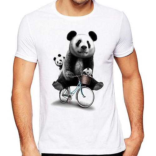 

Men's Unisex T shirt Hot Stamping Panda Animal Plus Size Print Short Sleeve Daily Tops 100% Cotton Basic Casual Sillver Gray WhiteRed White / Black