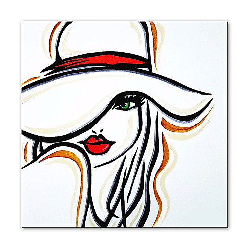 

Oil Painting Hand Painted Square Abstract People Modern Rolled Canvas (No Frame)