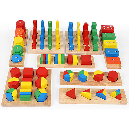 

Montessori Teaching Tool Pegged Puzzle Math Toy 8-14 pcs compatible Wooden Legoing Cool Education Boys' Girls' Toy Gift / Kid's / Develop Creativity