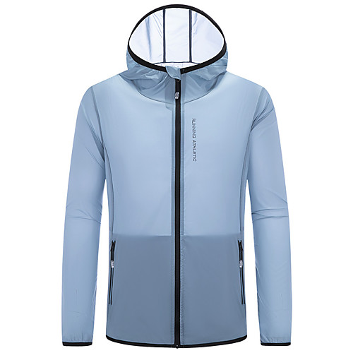 

Men's Hiking Skin Jacket Hiking Windbreaker Outdoor Solid Color Packable Waterproof Lightweight UV Sun Protection Outerwear Jacket Top Elastane Full Length Visible Zipper Fishing Climbing Running