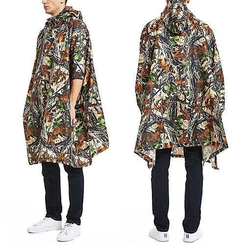 

Men's Rain Poncho Waterproof Hiking Jacket Rain Jacket Outdoor Camo Waterproof Portable Lightweight Breathable Raincoat Poncho Top Fishing Running Camping / Hiking / Caving Camouflage / Quick Dry