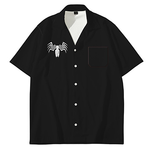 

Men's Shirt Other Prints Plain Button-Down Print Short Sleeve Daily Tops Casual Fashion Hawaiian Black