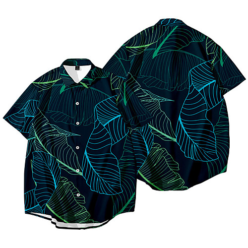 

Men's Shirt 3D Print Plants Graphic Prints Button-Down 3D Print Short Sleeve Daily Tops Casual Fashion Hawaiian Red Green Beige