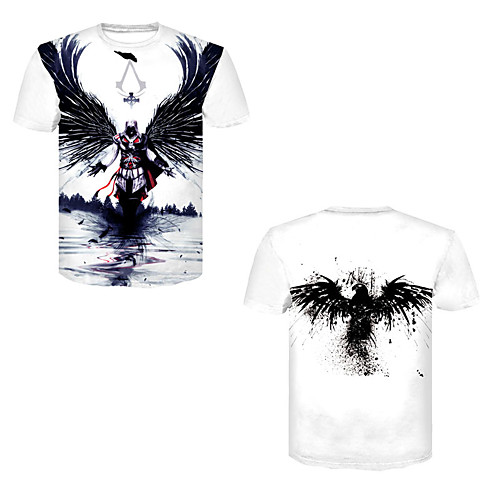

Men's T shirt 3D Print 3D Rivet Mesh Short Sleeve Casual Tops Black / White