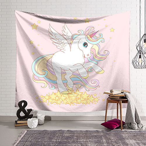 

Wall Tapestry Art Decor Blanket Curtain Hanging Home Bedroom Living Room Decoration Polyester Pink Unicorn