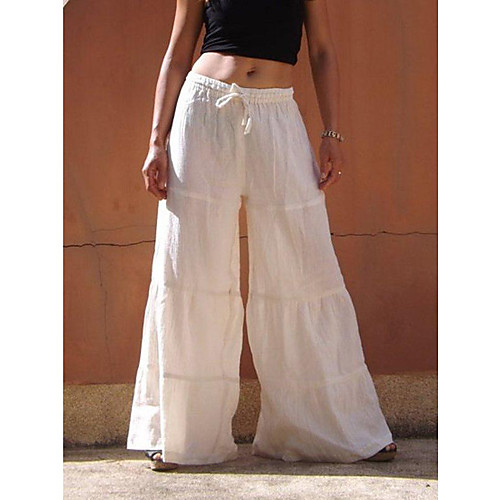 

Women's Basic Loose Chinos Pants Solid Colored White Black Blue