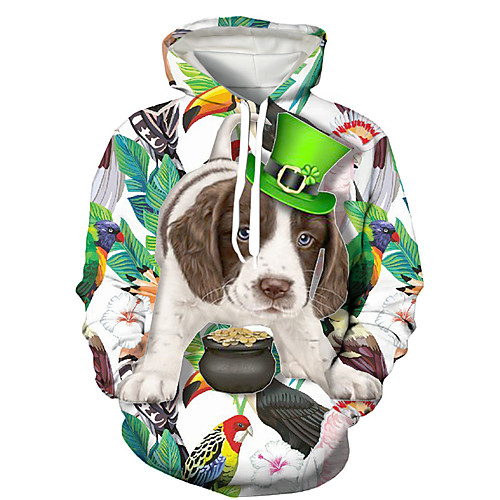 

Men's Pullover Hoodie Sweatshirt Dog Graphic Prints Saint Patrick Day Print Daily Holiday 3D Print 3D Print Hoodies Sweatshirts White