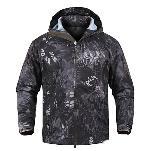 

Men's Hunting Jacket Outdoor Waterproof Windproof Wearproof Fall Spring Summer Solid Colored Camo Nylon Jungle camouflage Mud Color Green Ruins