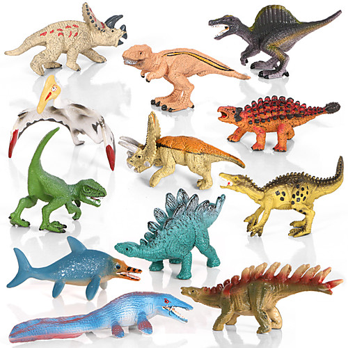 

Dragon & Dinosaur Toy Dinosaur Figure Triceratops Jurassic Dinosaur Velociraptor Tyrannosaurus Rex PVC 12 pcs Kid's Party Favors, Science Gift Education Toys for Kids and Adults