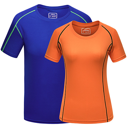 

Women's T shirt Hiking Tee shirt Short Sleeve Crew Neck Tee Tshirt Top Outdoor Lightweight Breathable Quick Dry Soft Summer Elastane Polyester Solid Color White Fuchsia Orange Fishing Climbing Running