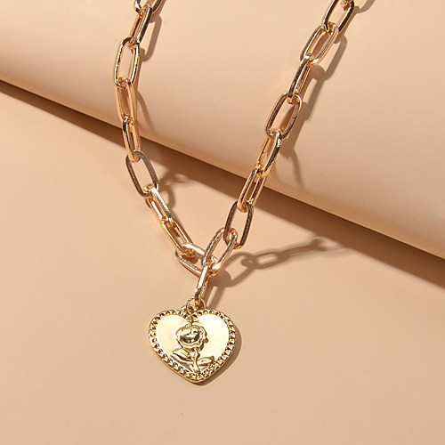 

Women's Pendant Necklace Retro Heart Flower Fashion Alloy Gold 45.5 cm Necklace Jewelry For Festival