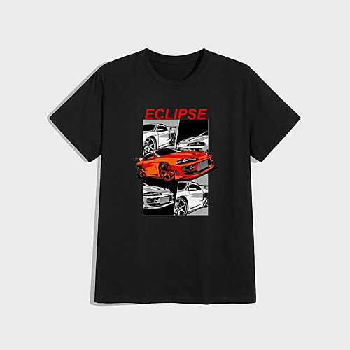 

Men's T shirt Hot Stamping Portrait Print Short Sleeve Casual Tops 100% Cotton Casual Fashion Black