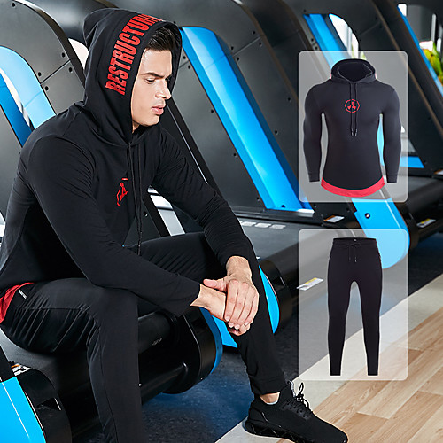 

Men's 2 Piece Tracksuit Athletic Athleisure Long Sleeve 2pcs Winter Spandex Breathable Quick Dry Soft Fitness Gym Workout Running Active Training Exercise Sportswear Normal Outfit Set Clothing Suit