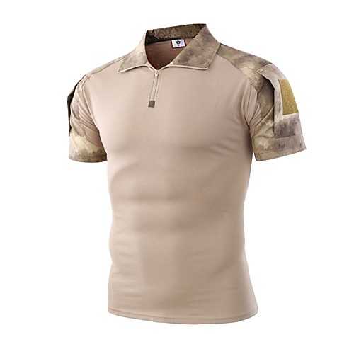 

Men's Hunting T-shirt Short Sleeve Outdoor Summer Breathability Wearable Soft Camo / Camouflage Cotton Black Army Green Camouflage Dark Green Grey