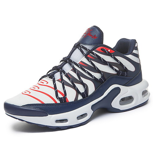 

Men's Trainers Athletic Shoes Sporty Casual Athletic Outdoor Running Shoes PU Breathable Non-slipping Shock Absorbing Black and White White / Blue Red Color Block Fall Spring