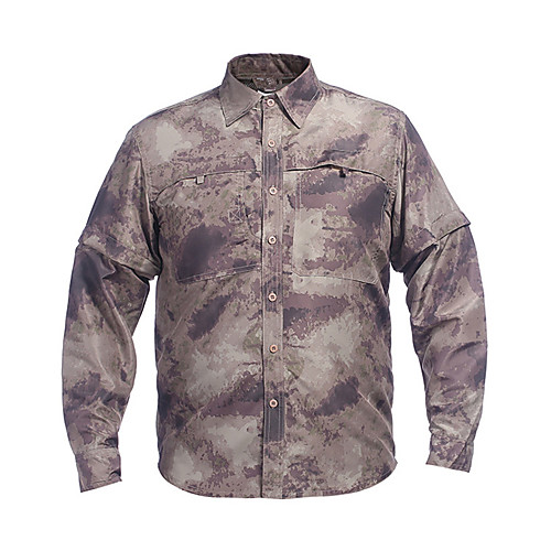 

Men's Hunting Jacket Outdoor Breathable Ventilation Fast Dry Wearproof Fall Spring Summer Camo Polyester Black Camouflage Green