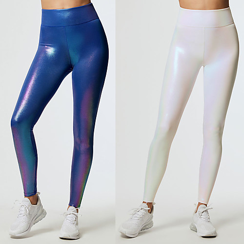 

Women's Leggings Shiny Metallic High Waist Sport Athleisure Pants / Trousers Pants Top Bottoms Breathable Soft Comfortable Plus Size Yoga Everyday Use Casual Daily Outdoor Exercising