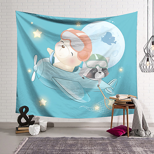

Wall Tapestry Art Decor Blanket Curtain Hanging Home Bedroom Living Room Decoration Polyester Little Bear Flying