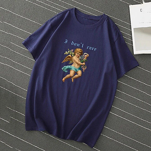 

Men's T shirt Hot Stamping Portrait Print Short Sleeve Casual Tops 100% Cotton Casual Fashion White Black Navy Blue