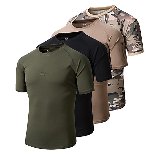

Men's Hiking Tee shirt Top Outdoor Breathable Quick Dry Sweat-Wicking Spring Summer Camo Black Army Green Camouflage Hunting Exercise & Fitness Football / Soccer