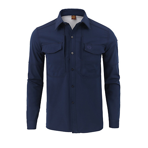 

Men's Hunting T-shirt Outdoor Waterproof Fleece Lining Breathable Warm Autumn / Fall Spring Summer Solid Colored Top Cotton Long Sleeve Camping / Hiking Hunting Fishing Black Purple Red / Quick Dry