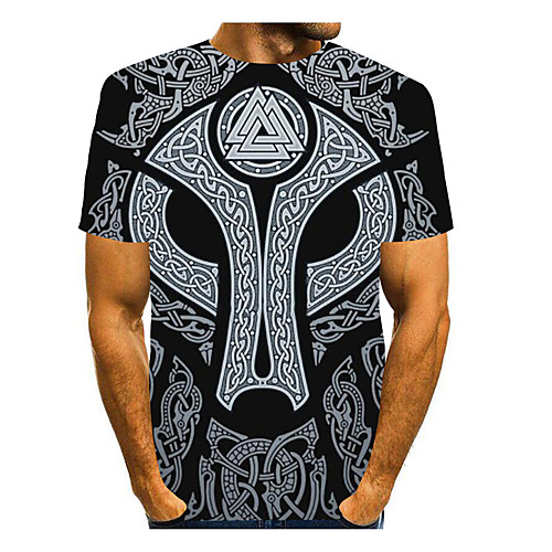

Men's T shirt 3D Print Cartoon 3D 3D Print Short Sleeve Daily Tops Casual Fashion Black