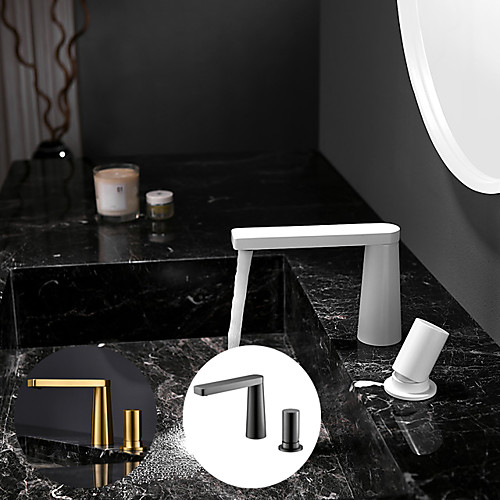 

Bathroom Sink Faucet - Hot Cold Water Basin Faucet Single Handle Two HolesBath Taps Deck Mounted Vanity Vessel Sink Mixer Tap White / Brushed Gold / Brushed Gun Metal