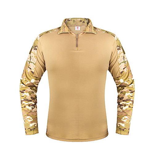 

Men's Camouflage Hunting T-shirt Military Tactical Shirt Outdoor Breathable Ventilation Wearable Outdoor Fall Spring Summer Camo Cotton Brown